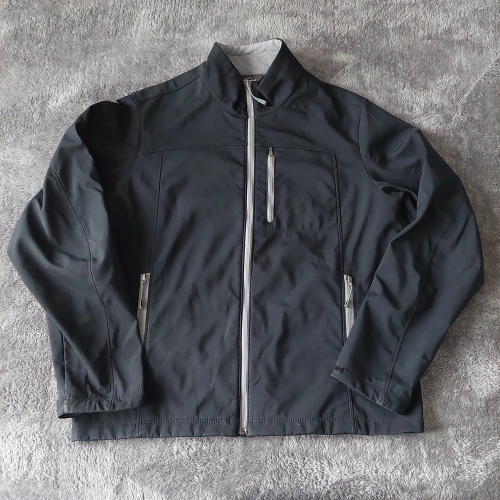 Eddie Bauer Softshell Zip Up Jacket Black Mens Large Pre-Owned